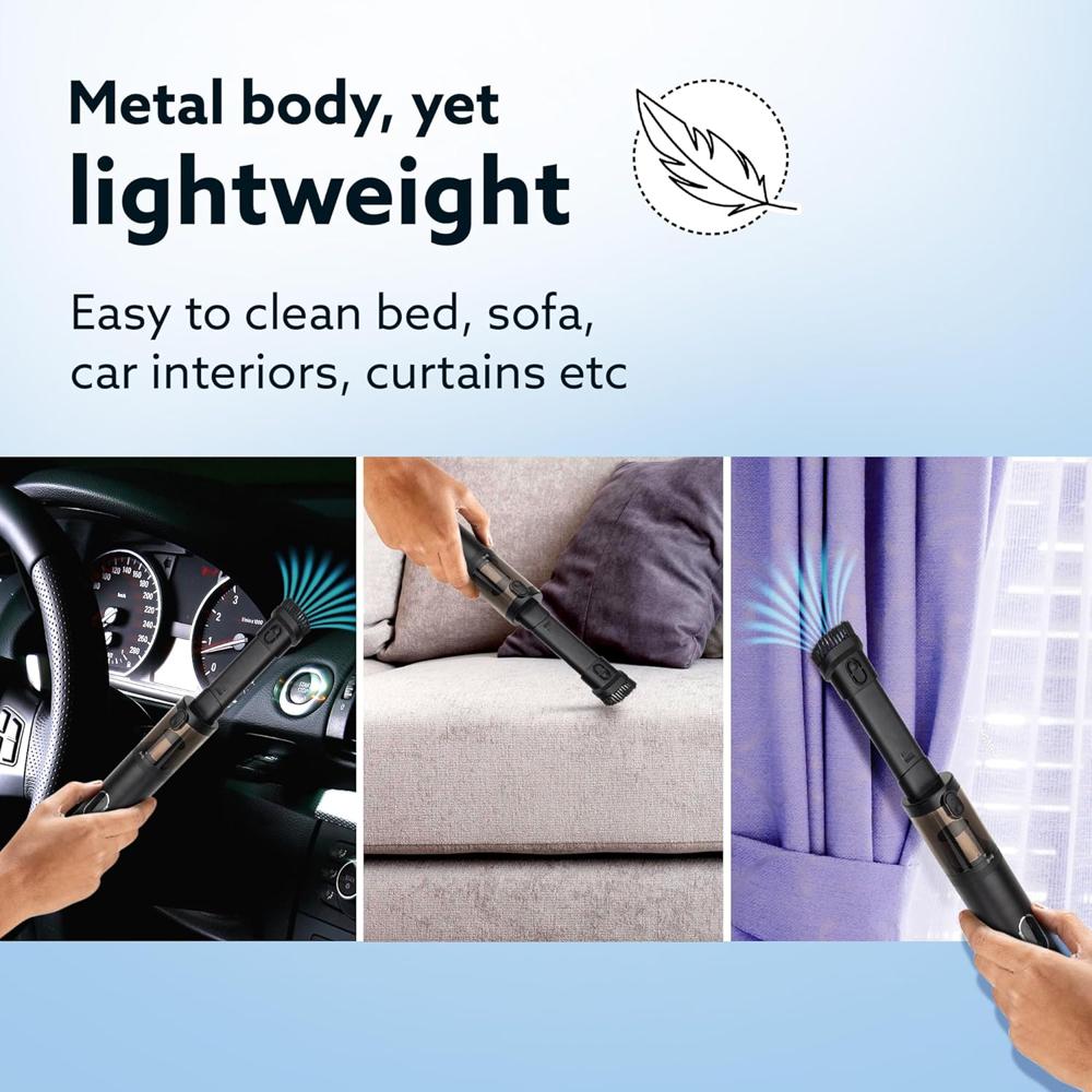 AGARO Royal Mini Hand Held Vacuum Cleaner, Portable Car Vacuum, 13 kPa Powerful Suction Vacuum Cleaner, Low Noise, 34218