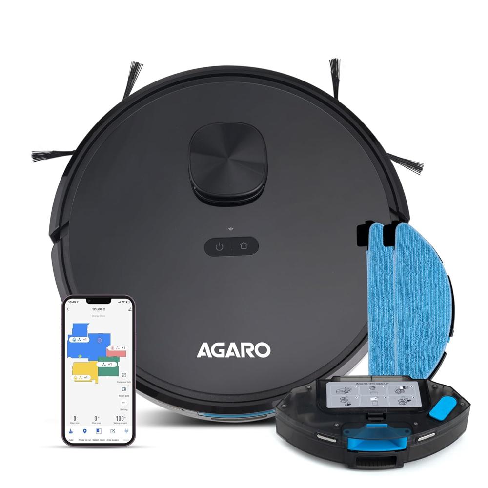 Agaro Alpha Robot Vacuum Cleaner, Brush, Dry Vacuum & Wet Mop, Automatic Cleaning, Upto 3200pa Strong Suction, Rechargeable 34074 - Application: Editable Map To Clean