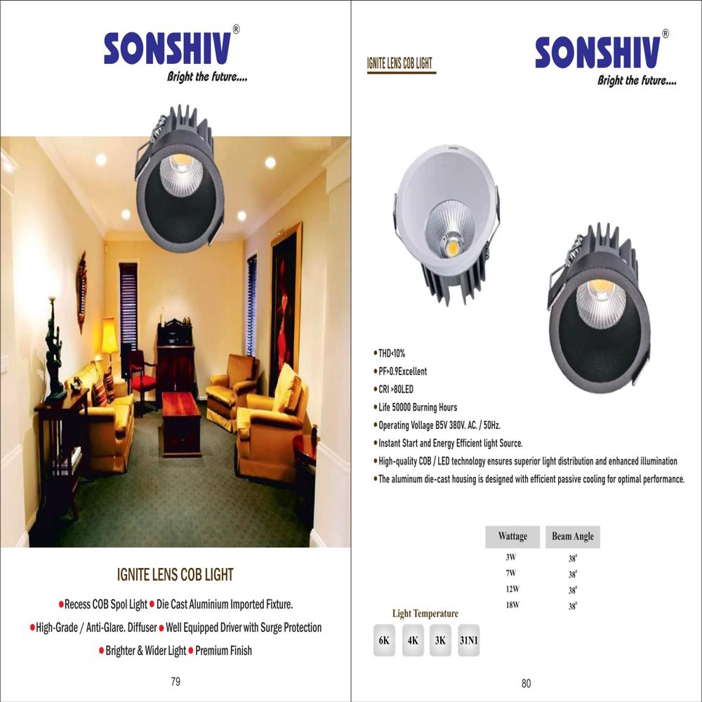 Lens Cob Light - Body Material: Aluminum