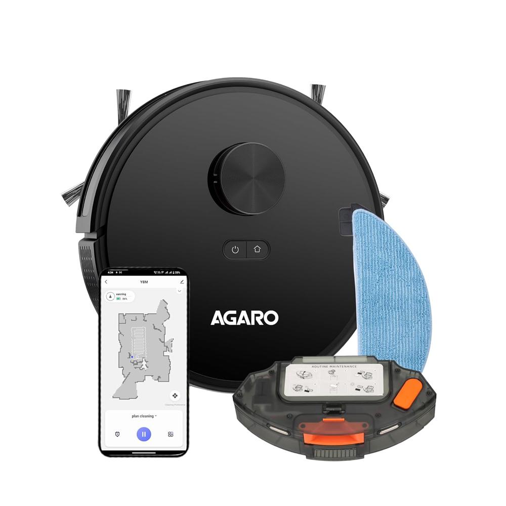 AGARO Imperial Robot Vacuum Cleaner, Dual Brush, Dry Vacuum & Wet Mop, Automatic Cleaning 34293