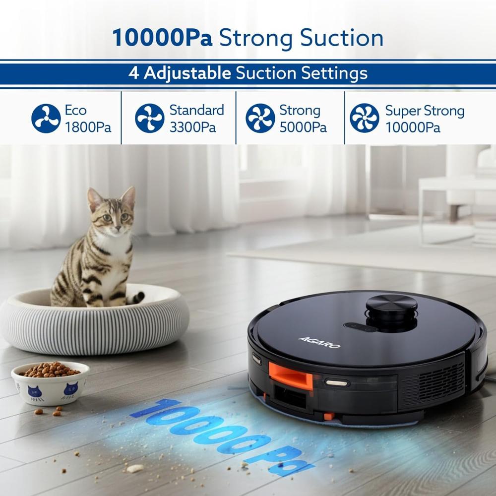 AGARO Imperial Robot Vacuum Cleaner, Dual Brush, Dry Vacuum & Wet Mop, Automatic Cleaning 34293