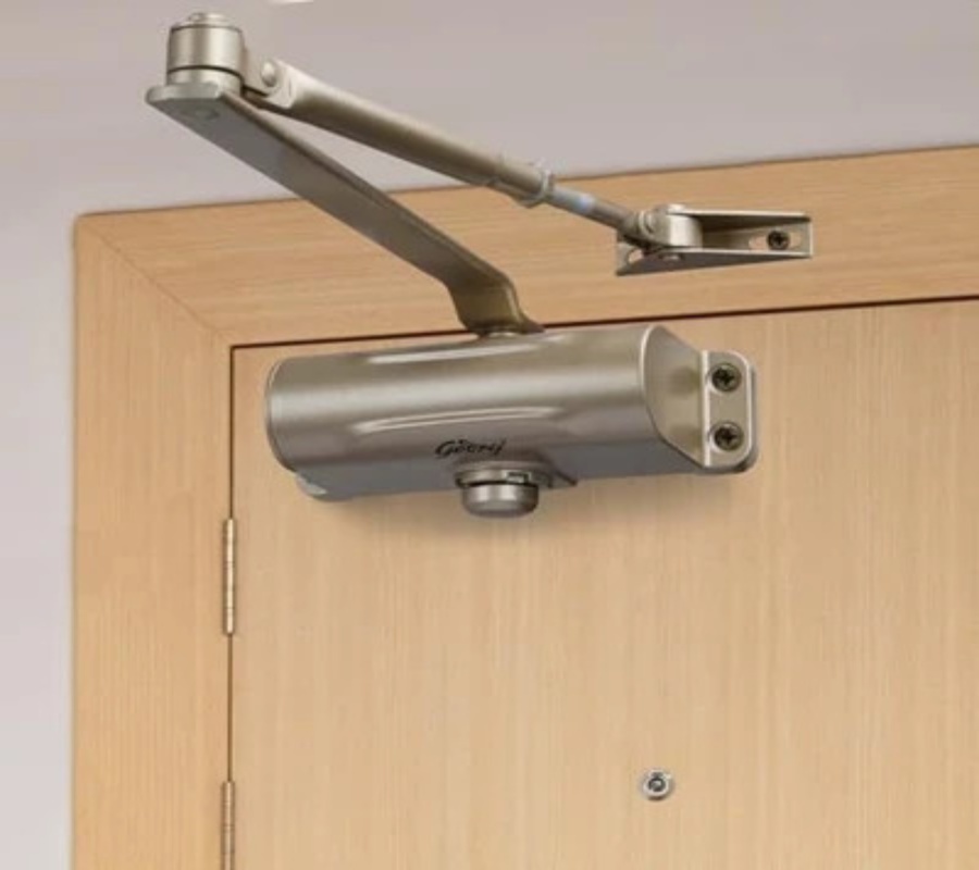 Door Closer - Aluminum Alloy, 195x45x39 mm, Matt Silver | Hydraulic Double Cylinder, Two Valve Speed Adjustment, Fire Rated, Overhead Mounting