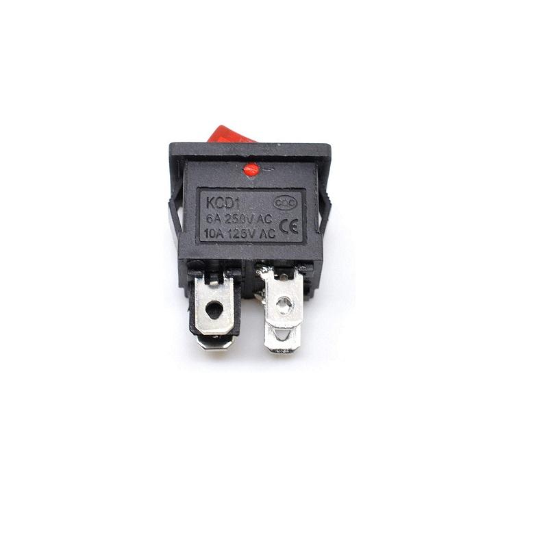 KCD1 Rectangular 3Pin SPST Rocker Switch Red Illuminated with Neon Indicator