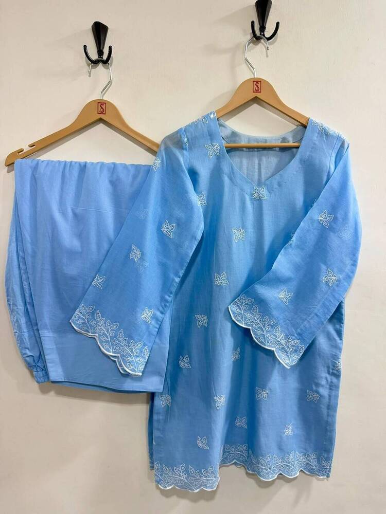Powder Blue Chikankari Suit Set