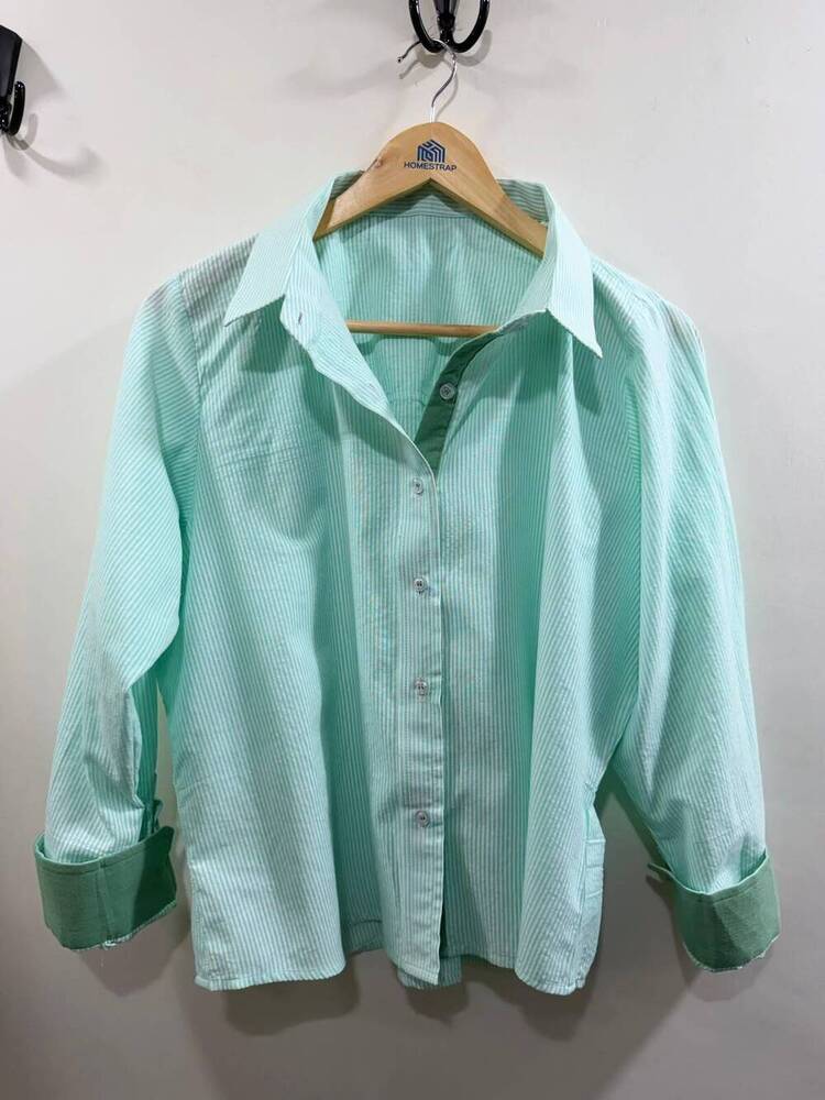 The Mint Pinstripe Boyfriend Ladies Shirt