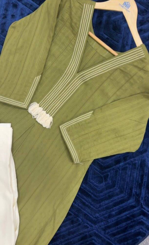 The Olive Chevron-Trim Tunic Ladies Dress