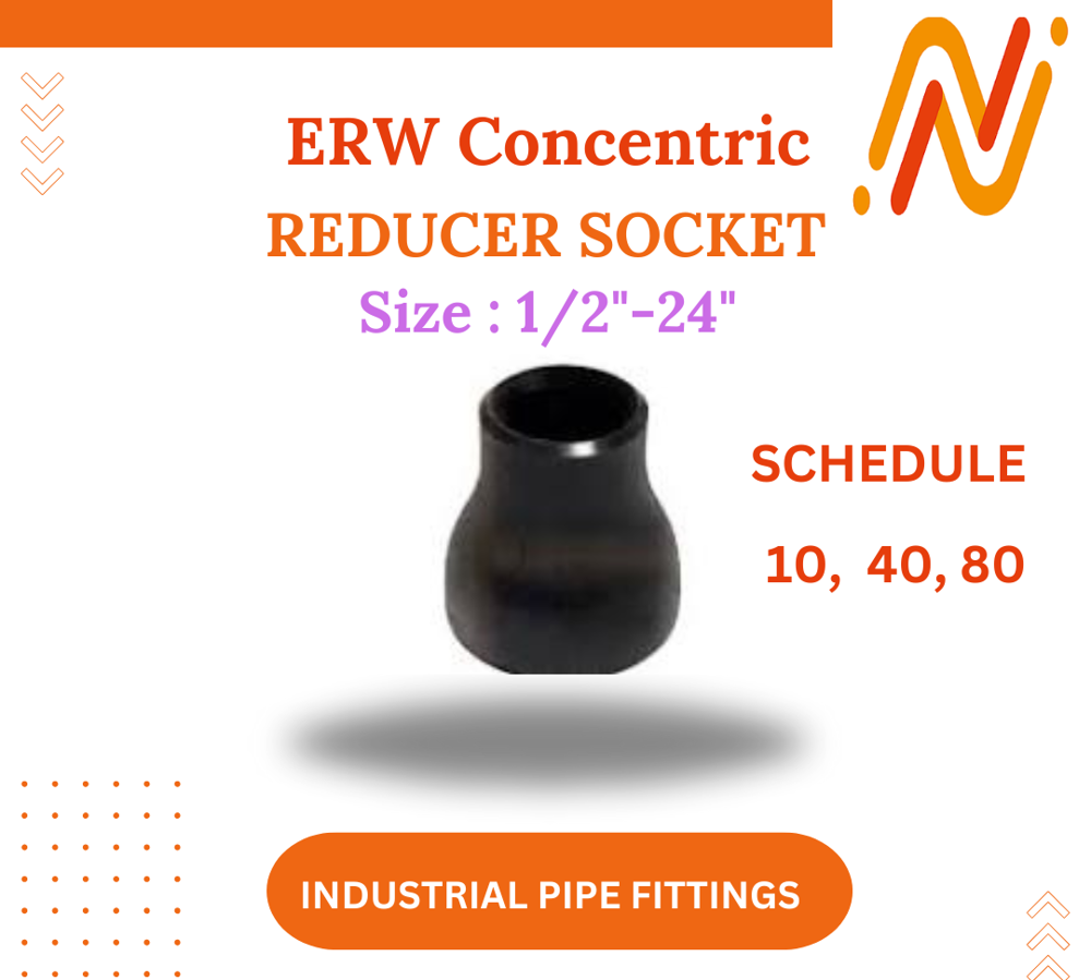 ERW Concentric Reducer Socket - Mild Steel, 1" to 12", Galvanized/Black Coated, Hydro Tested, 25 Bar Rated
