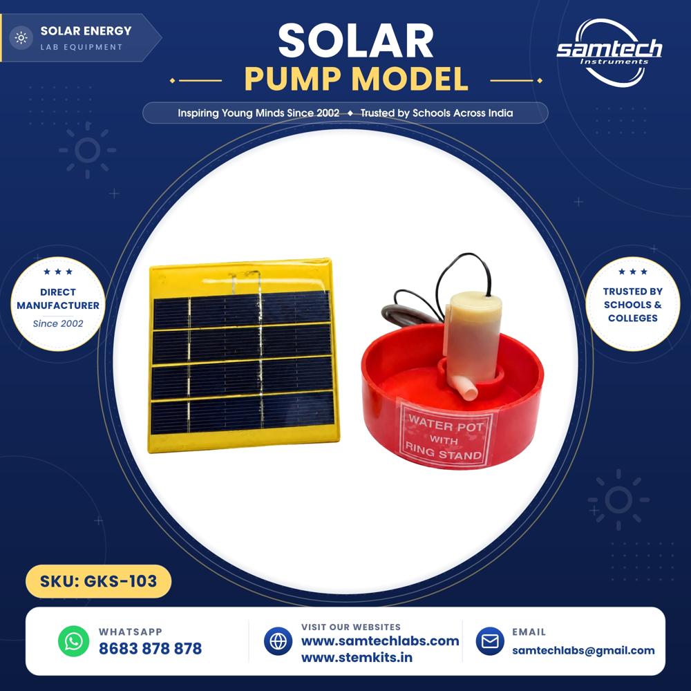 Solar Pump Model - Plastic Metal Acrylic, 16x10x10 Inches, Multicolor | Solar Powered Mini Submersible Dc Pump, Easy Assembly, Educational Demonstration