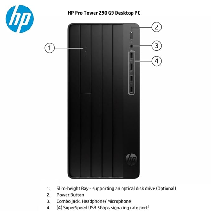 HP Pro Tower 290 G9 Desktop, Intel Core i5-13400, 8 GB RAM, 256GB NVME