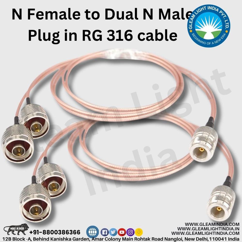 N Female to Dual N Male Plug in RG 316 cable