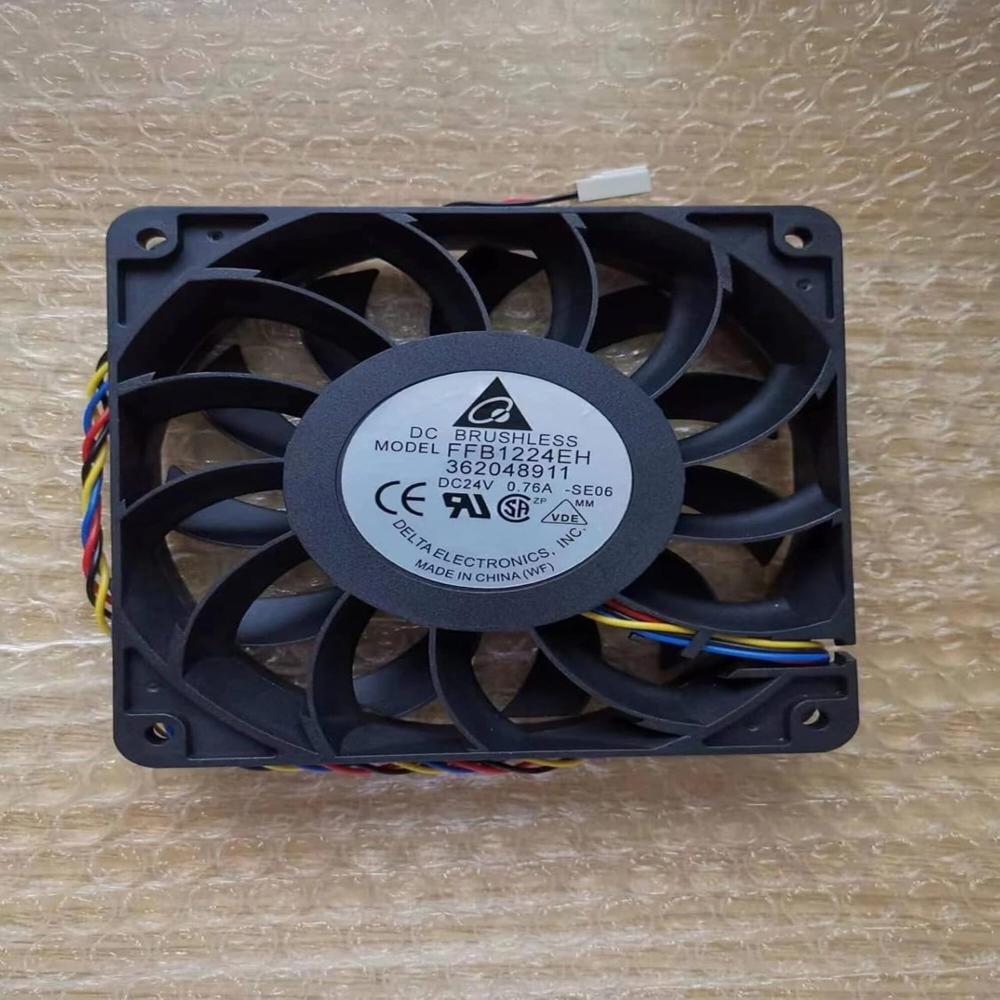 Delta Ffb1214Eh 24V Dc 0.76A 12025Mm Ball Bearing Industrial Inverter Axial Cooling Fan - Color: Black