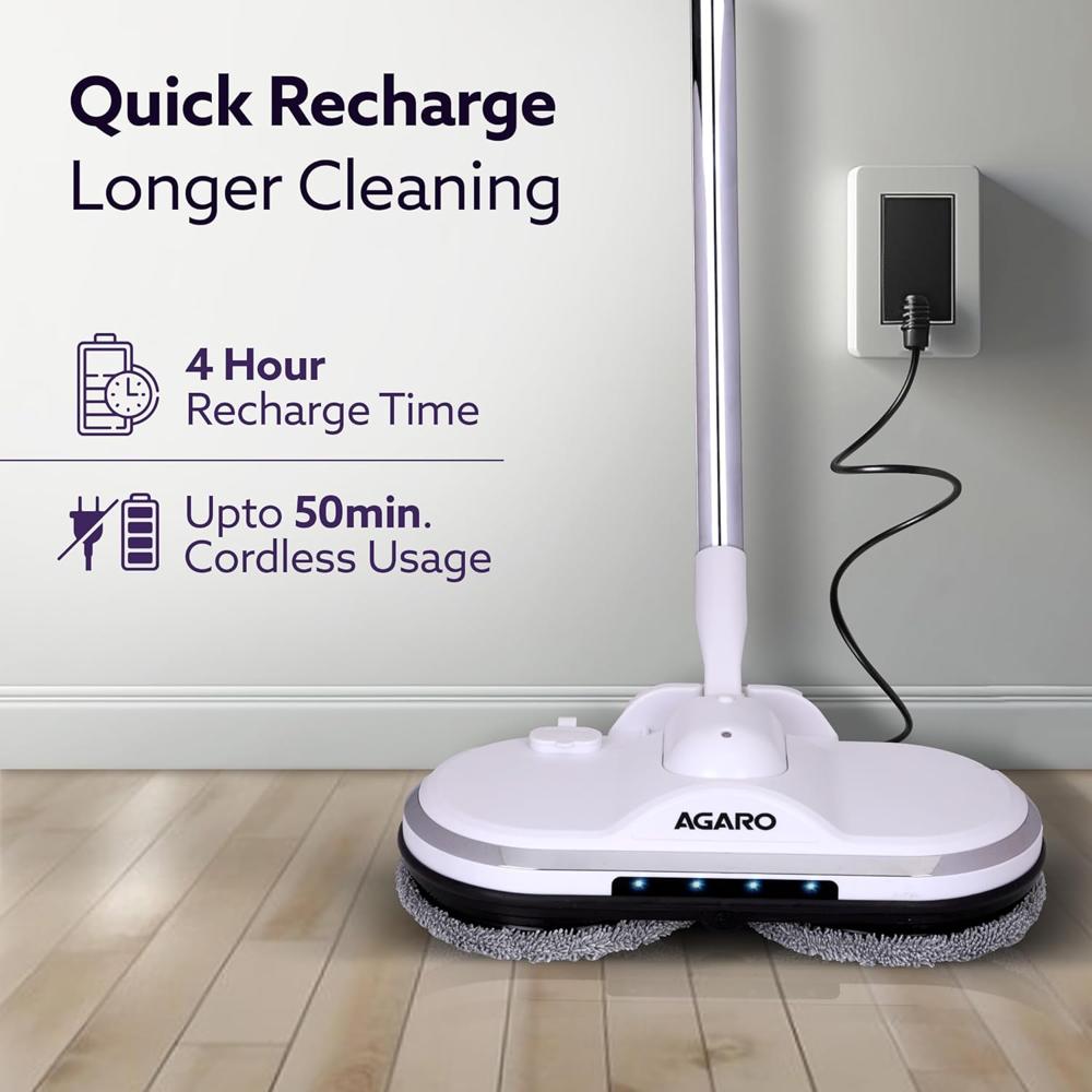 AGARO Regency Electric Spin Mop for Floor Cleaning, Mopping, Automatic Wet Mopper, Cordless, Adjustable Handle, Water Sprayer, Lightweight, for Wooden  34118