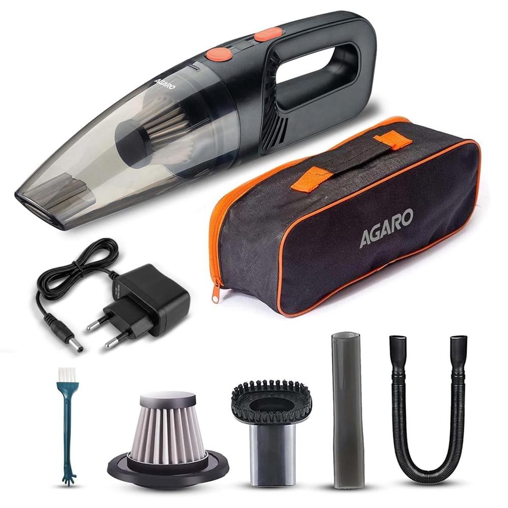 AGARO Cordless Rechargeable Car Vacuum Cleaner, Portable, Handheld,100W, 5.5KPAPower Socket, Stainless Steel Filter, Black HVC1081  33739