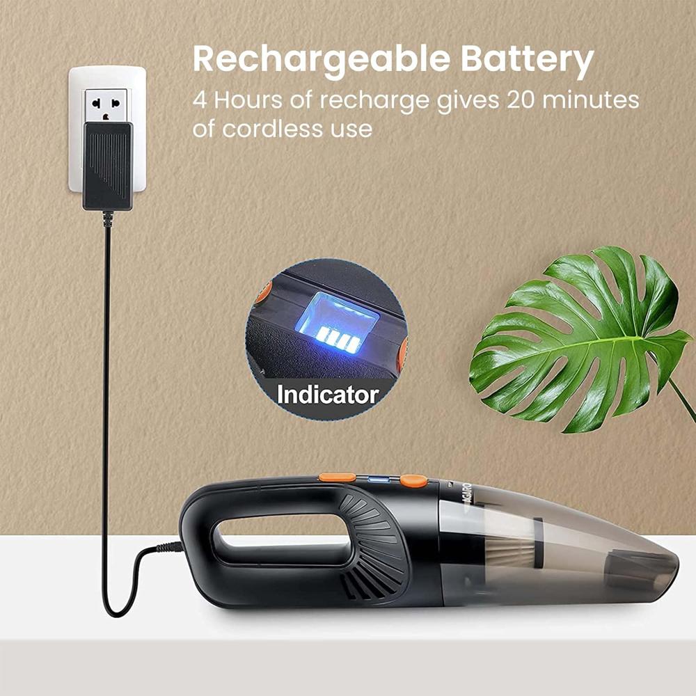 AGARO Cordless Rechargeable Car Vacuum Cleaner, Portable, Handheld,100W, 5.5KPAPower Socket, Stainless Steel Filter, Black HVC1081  33739