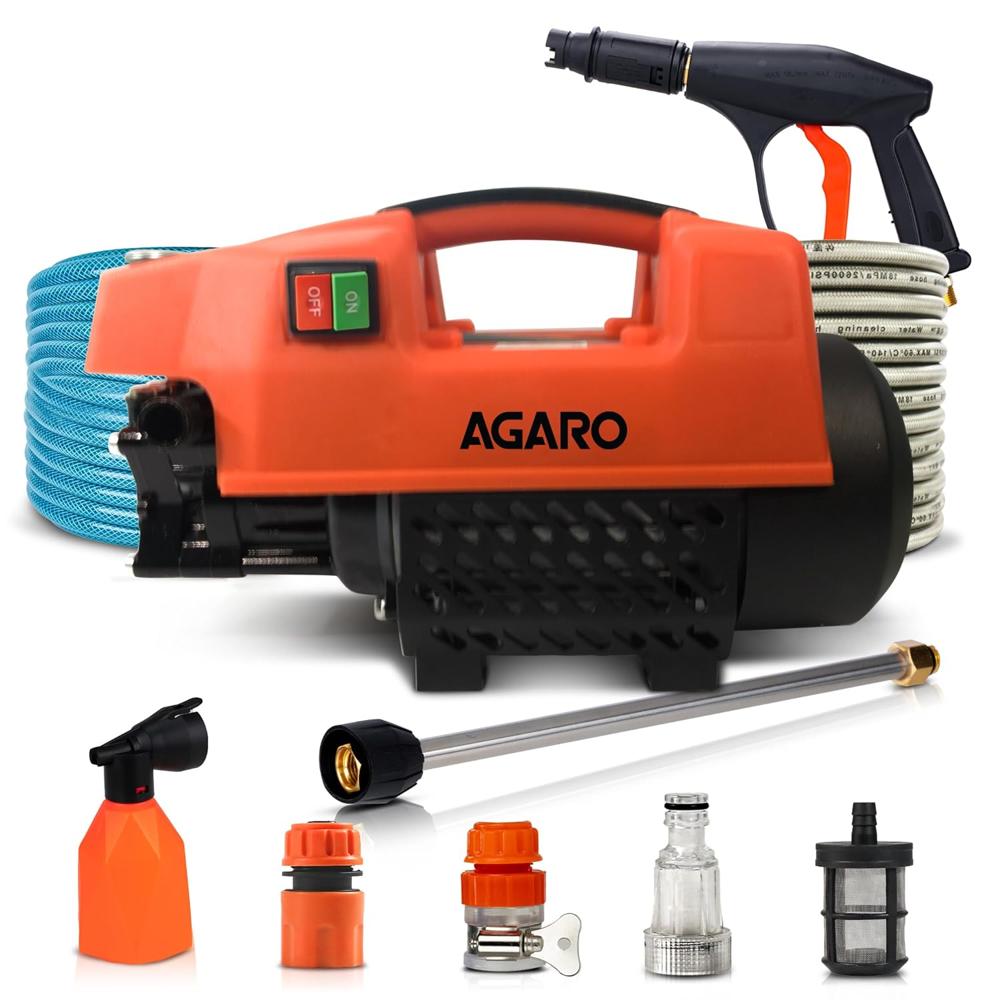 Agaro Supreme High Pressure Washer, Car Washer, 1800 Watts Motor, 120 Bars, 6.5l/min Flow Rate, 8 Meters Outlet Hose, Portable, Car, Bike & Home Cleaning,orange - Battery Capacity: 2 Milliampere-hour (mah)