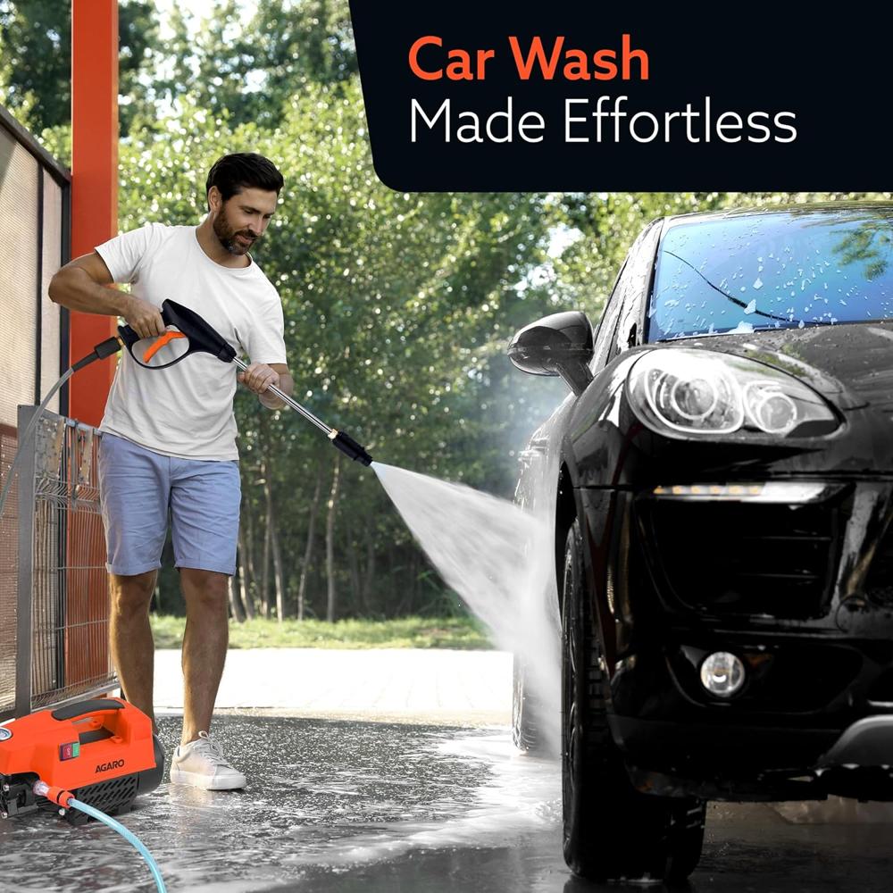 AGARO Supreme High Pressure Washer, Car Washer, 1800 Watts Motor, 120 Bars, 6.5L/Min Flow Rate, 8 Meters Outlet Hose, Portable, Car, Bike & Home Cleaning,Orange