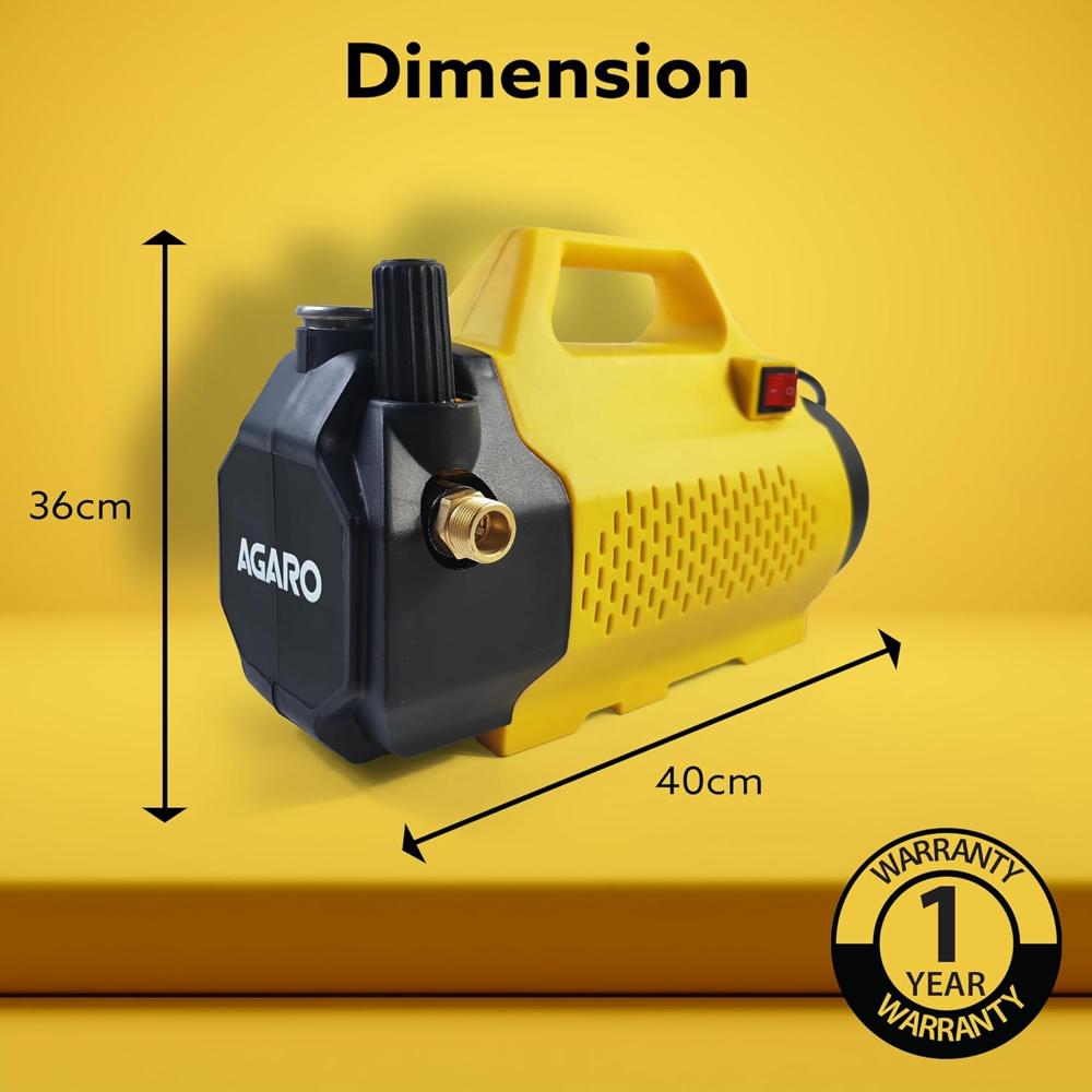 AGARO Elite High Pressure Washer, 2400 Watts, 240 Bars, 10L/Min Flow Rate, 10 Meters Outlet Hose, for Car,Bike and Home Cleaning Purpose,Yellow & Black 34157