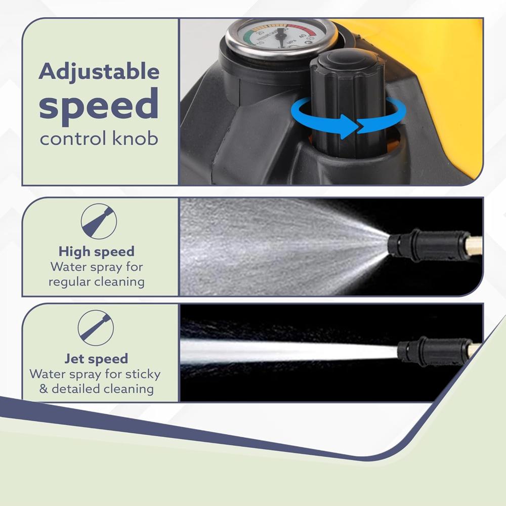 AGARO Elite High Pressure Washer, 2400 Watts, 240 Bars, 10L/Min Flow Rate, 10 Meters Outlet Hose, for Car,Bike and Home Cleaning Purpose,Yellow & Black 34157