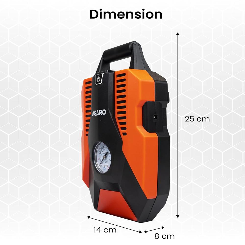 AGARO TI2147 Analog Tyre Inflator/Compressor Pump, Portable, 12V DC, up to 150 PSI, LED Light,Carry Case, for Car, Bike, Bicycles, Air Boat and Other Inflatables  33745
