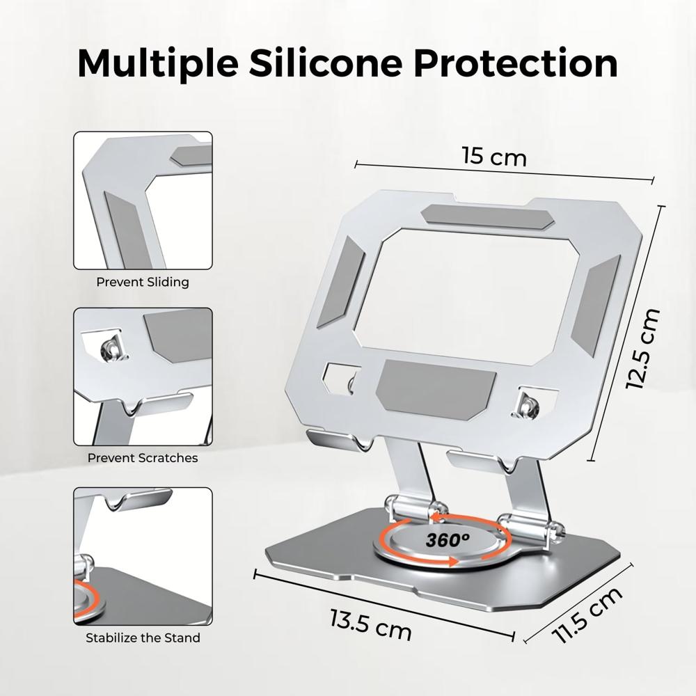360 Rotating Aluminium Tablet & Mobile Stand Holder Adjustable Desktop Phone Stand