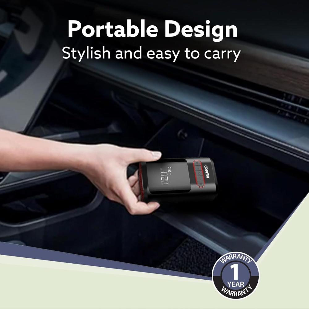 AGARO Regency Cordless Tyre Inflator, Rechargeable, 6000 mAh (3 * 2000) Batteries, Up to 150 PSI Air Pump for Car, Bike, Foot Balls, Inflatables, Portable Air Compressor, Power Bank, Multipurpose Use  34190