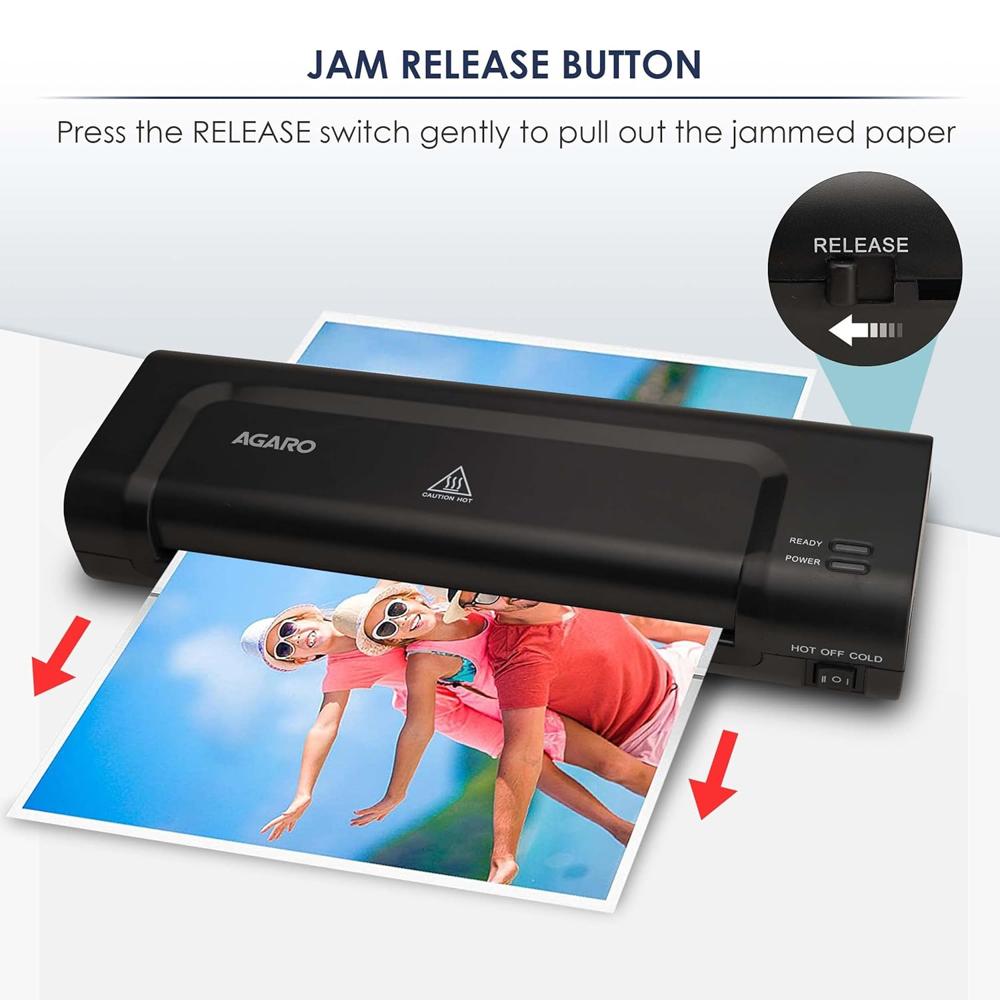 AGARO Icon A4 Lamination Machine with Jam Release Button Supports Hot and Cold Lamination, Fully Automatic, Laminator Machine, and Ideal for Photos, Documents & ID Cards, Black  33629