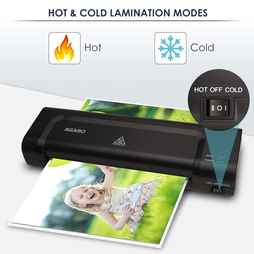 AGARO Icon A4 Lamination Machine with Jam Release Button Supports Hot and Cold Lamination, Fully Automatic, Laminator Machine, and Ideal for Photos, Documents & ID Cards, Black  33629