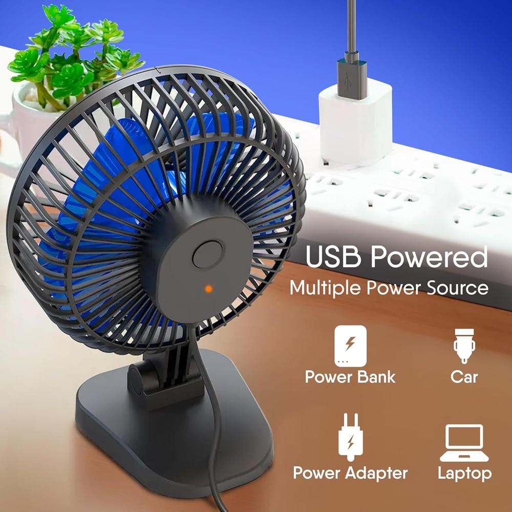 AGARO Breeze USB Desktop Fan, 4 Inch Quiet Desktop Fan, USB Plug in 34066