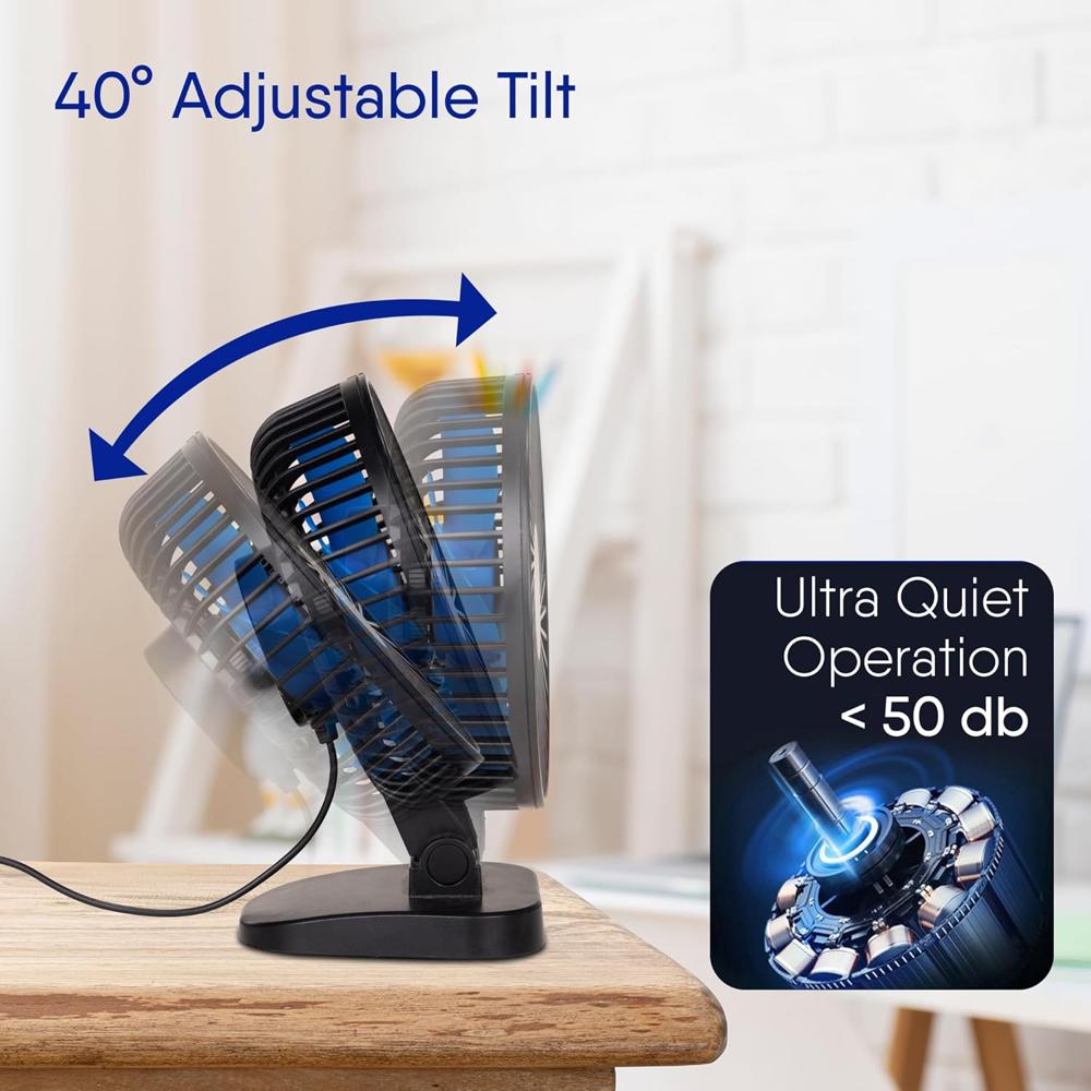AGARO Breeze USB Desktop Fan, 4 Inch Quiet Desktop Fan, USB Plug in 34066
