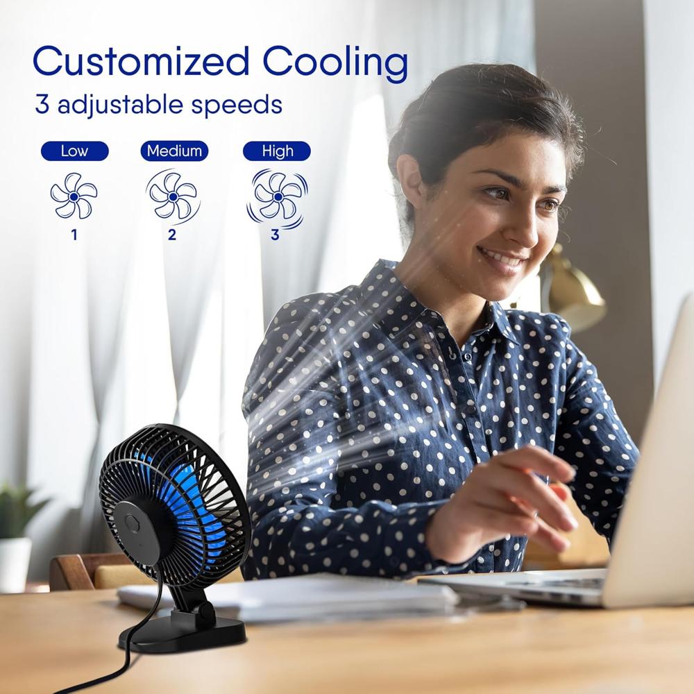 AGARO Breeze USB Desktop Fan, 4 Inch Quiet Desktop Fan, USB Plug in 34066