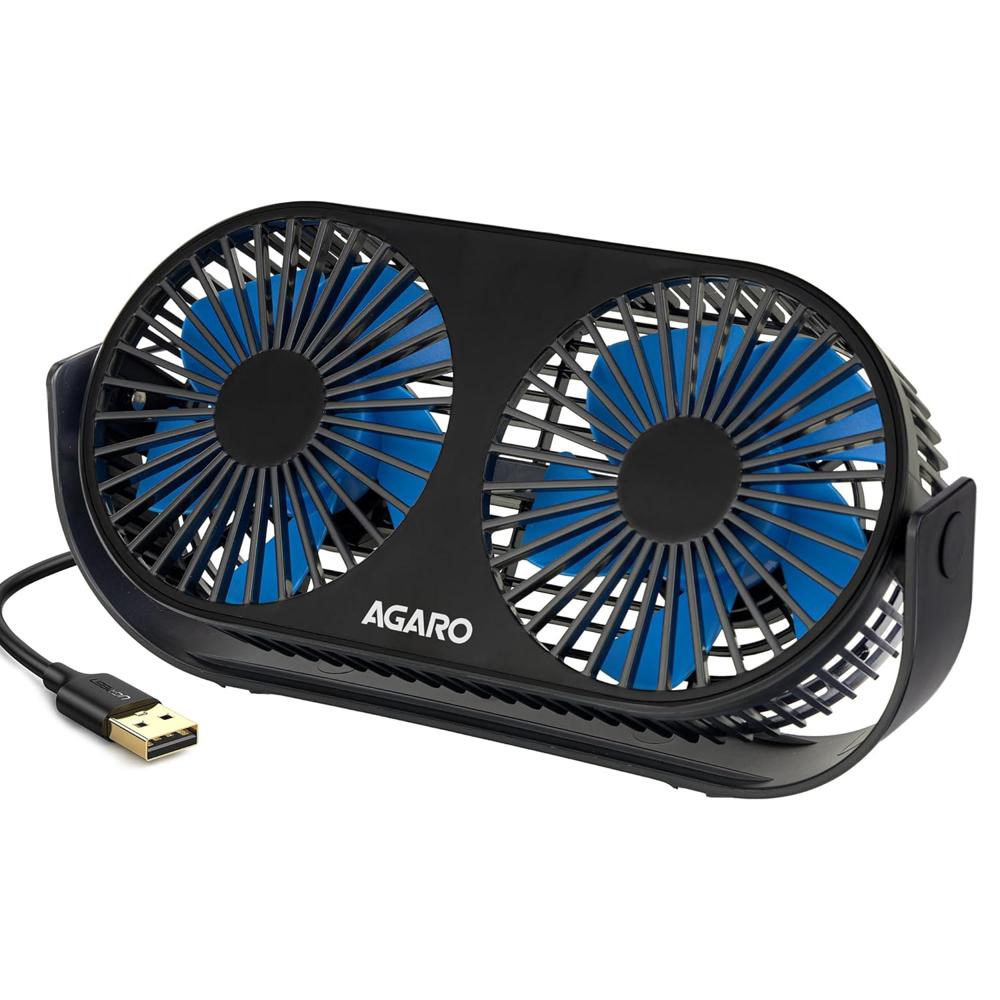 AGARO Signify USB Desk Twin Fan, Portable Table Cooling Fan with 3 Speed Wind, USB Powered, Dual Mode, Quiet Aromatherapy Table Desk Fan, Home, Office 34263
