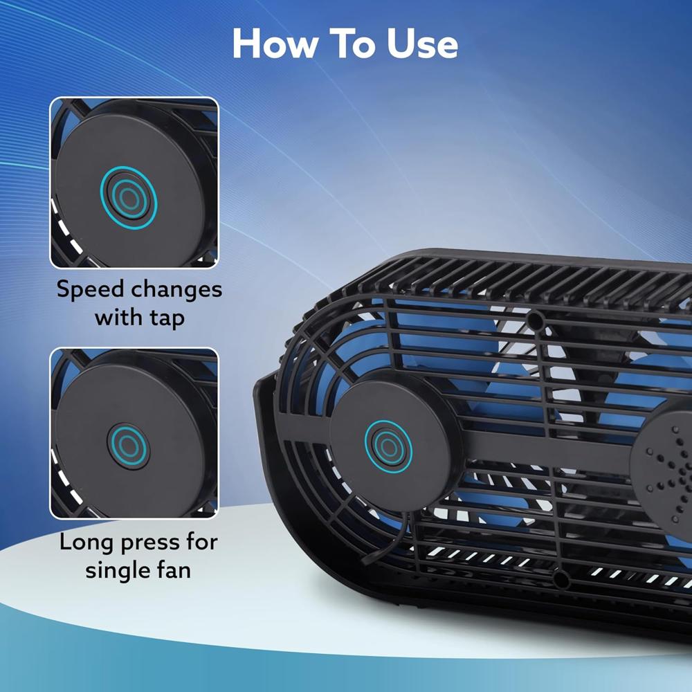 AGARO Signify USB Desk Twin Fan, Portable Table Cooling Fan with 3 Speed Wind, USB Powered, Dual Mode, Quiet Aromatherapy Table Desk Fan, Home, Office 34263
