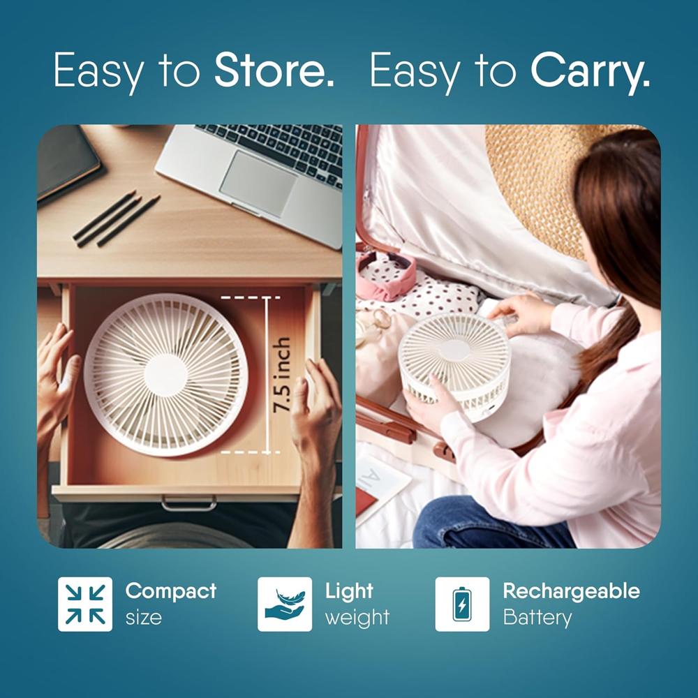 AGARO Grand Foldable Stand Fan with Remote Control, Rechargeable, 4 Speed, Copper Brushless Motor, Height Adjustable & Foldable Design, Travel Fan, Portable, Low Noise, Home, office 34294