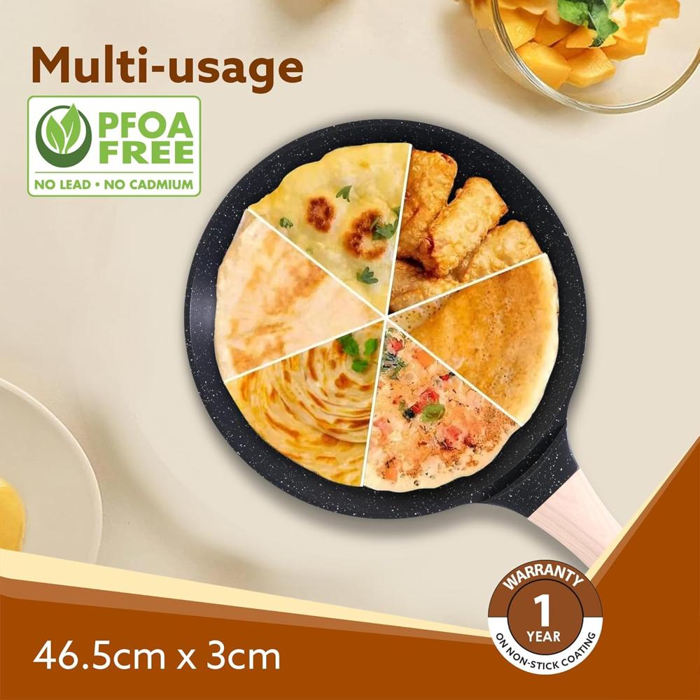 AGARO Imperial Granite Non Stick Tawa, 28 cm, Cast Aluminium Body, Tawa for Dosa/Paratha/Omlette, Gas & Induction Compatible  34175