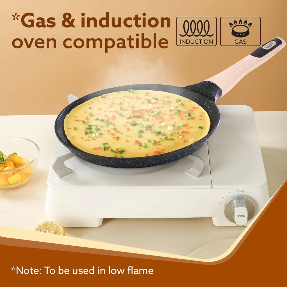 AGARO Imperial Granite Non Stick Tawa, 28 cm, Cast Aluminium Body, Tawa for Dosa/Paratha/Omlette, Gas & Induction Compatible  34175