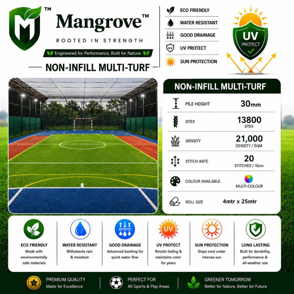 30mm Noninfill Football Artificial Turf