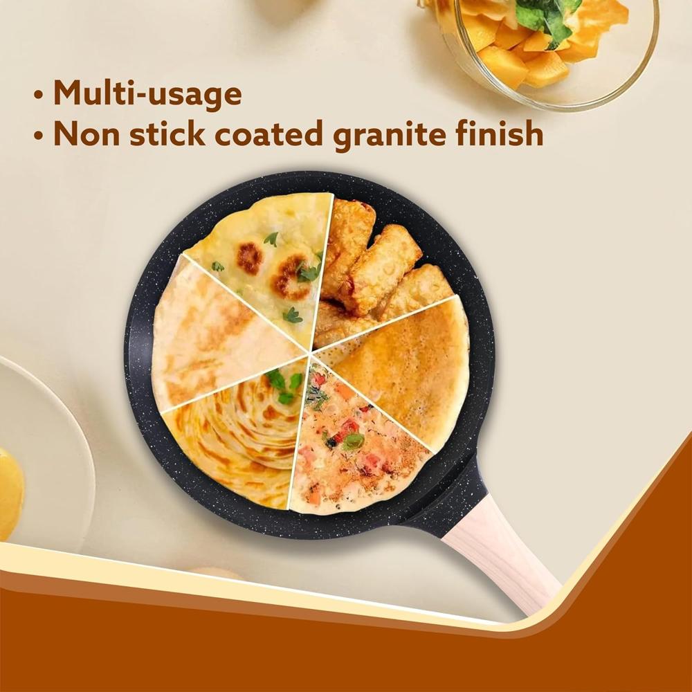 AGARO Imperial Granite Non Stick Cookware Set, 3pcs Cookware Set, 24cm Frying Pan with Glass Lid, 28cm Dosa Tawa, 28cm Kadai with Glass Lid, Cast Aluminium Body, Gas & Induction Compatible, Dark Grey 34177