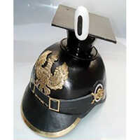 Brass Fittings And Black Leather Helmet Code-gm-2072 - Length: 150 Mm