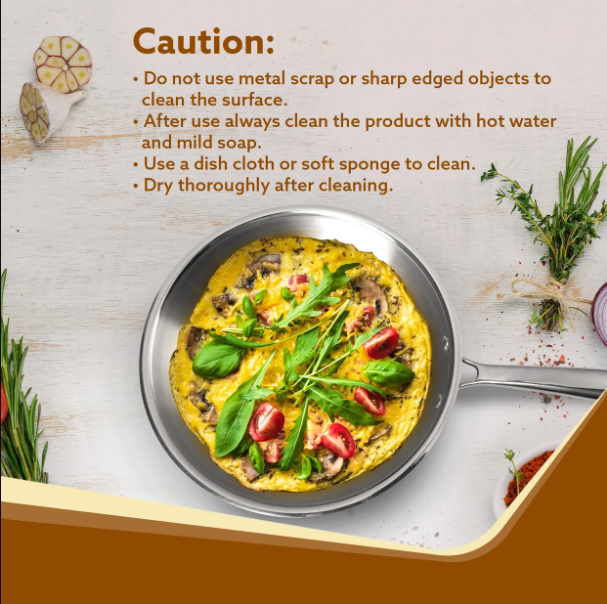 AGARO Regency Tri-Ply Steel Frying Pan Fry Pan 24 cm diameter 1.5 L capacity Aluminium, Non-stick, Induction Bottom  33965