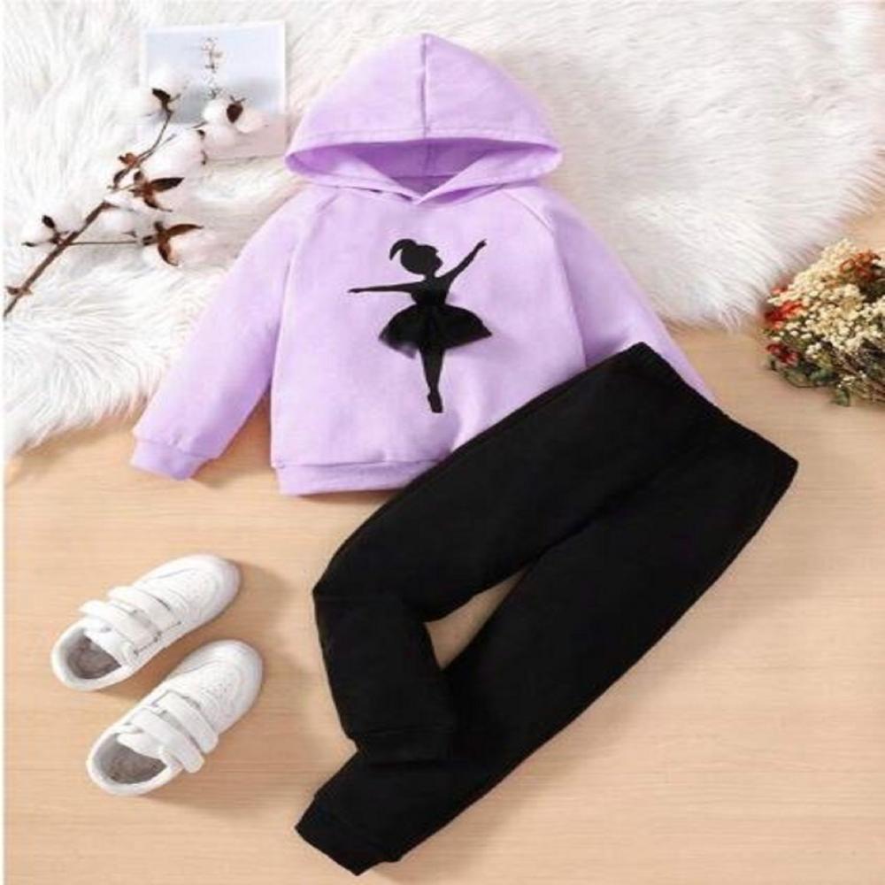 White Orange Kids Girls Hoodie Set