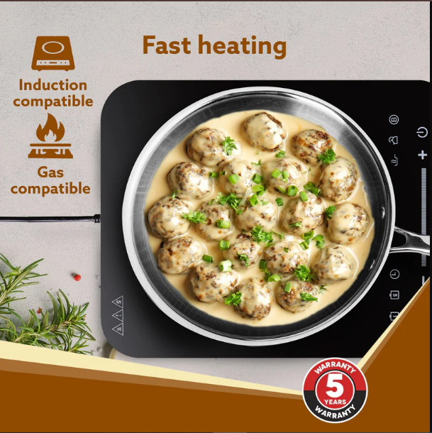 AGARO Royal Honey Comb Frying Pan, 1L Capacity, 22 cm Diameter, Tri-Ply Steel with Honey Comb, Riveted Handle, Food Safe & PFOA Free, Gas & Induction Compatible, Cooking, Frying, Serving, Silver 33969