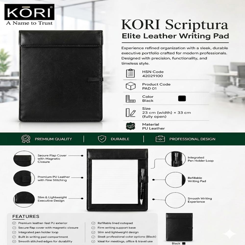 Kori Scriptura Elite Leather Writing Pad(Pad01) - Material Composition %: 60%