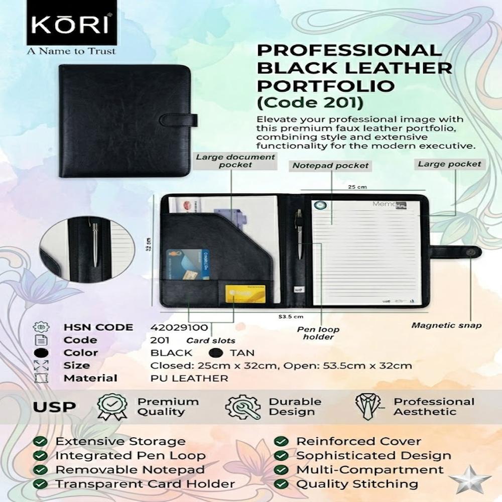 KORI ExecutivePro Leather Portfolio Organizer(201)
