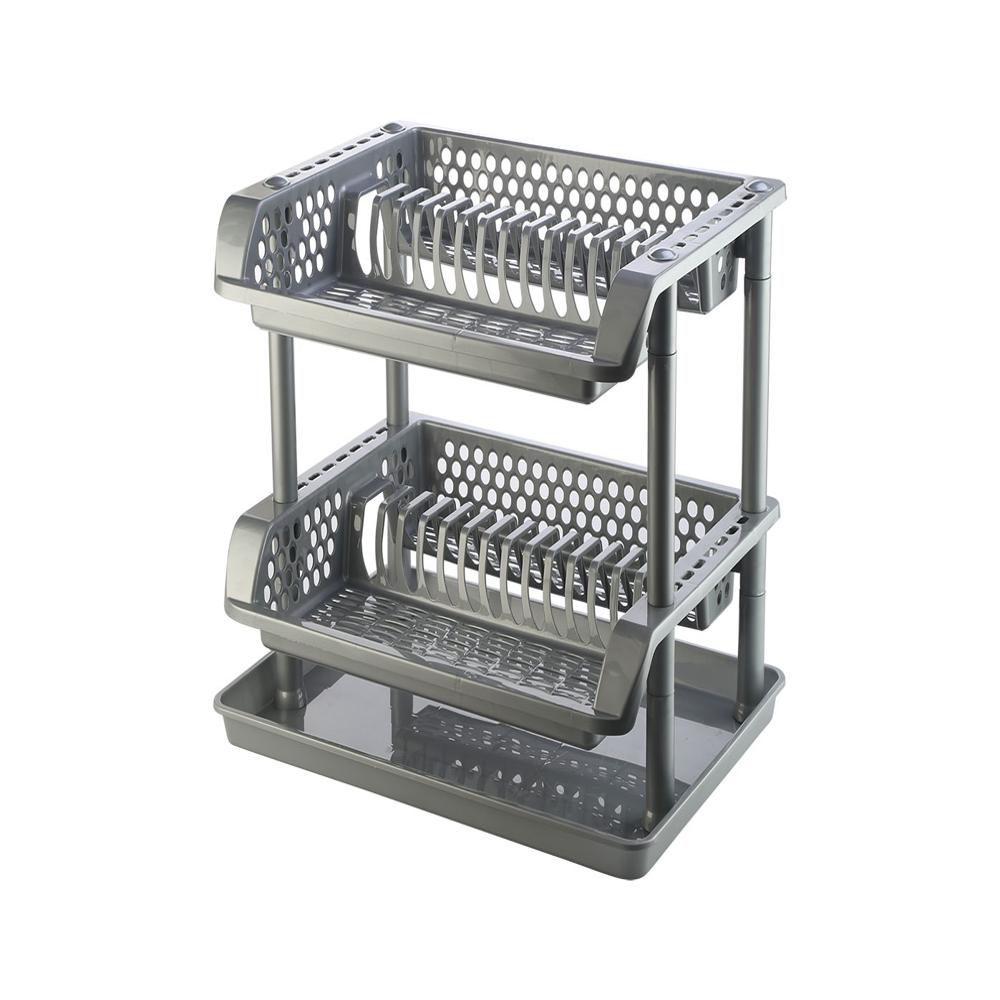 Brown Dish Rack Two Tier With Tray