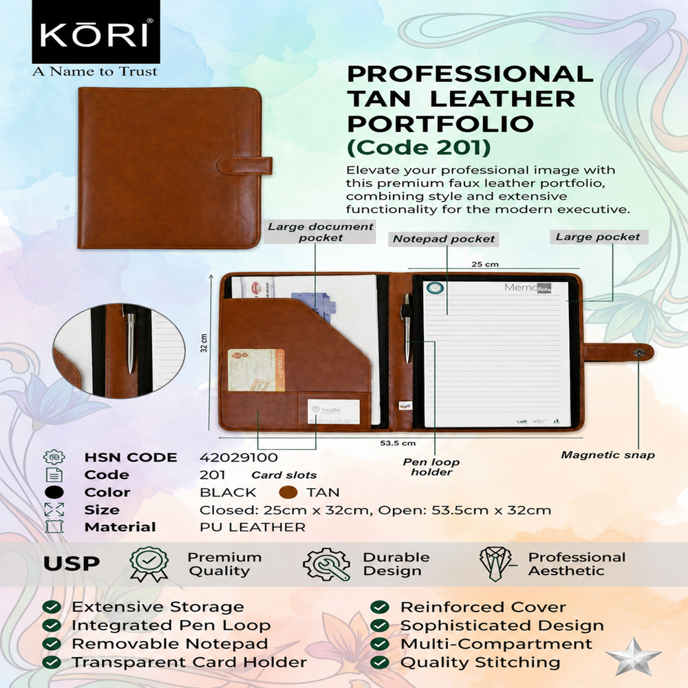 KORI ExecutivePro Leather Portfolio Organizer(201)