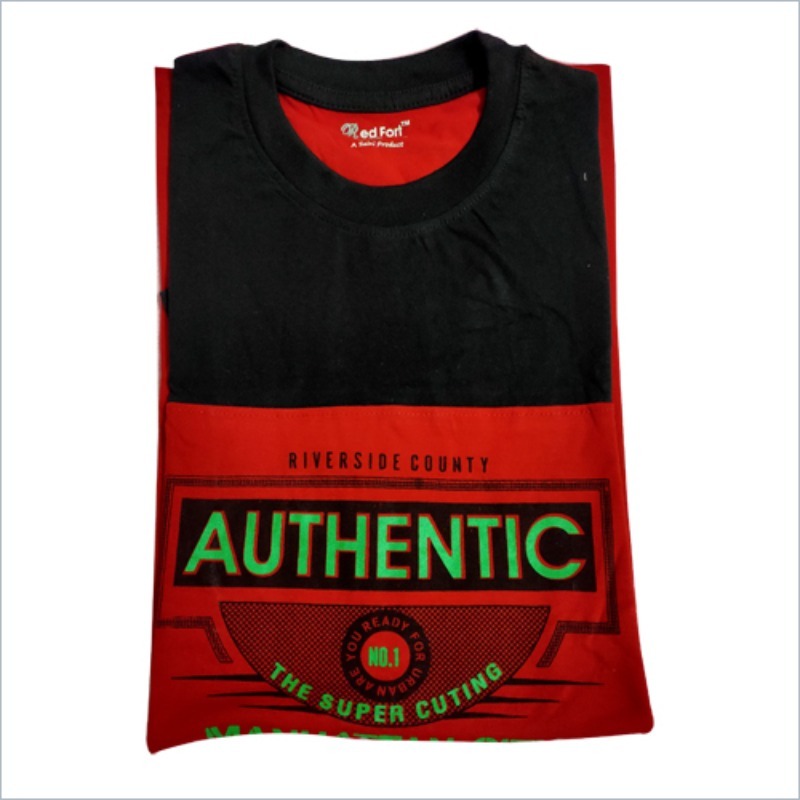 T-shirt - Cotton, Unisex, Black And Red, Round Neck, Short Sleeve, Casual Style, Graphic Print | All Seasons Wear