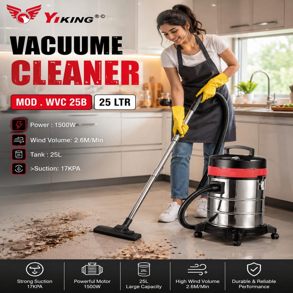 Yiking 25Ltr Vacuum Cleaner - Capacity: 25 Ltr Ltr
