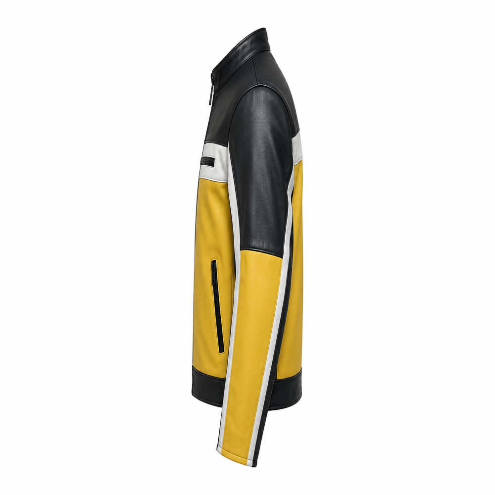 Yellow And Black Biker Jacket