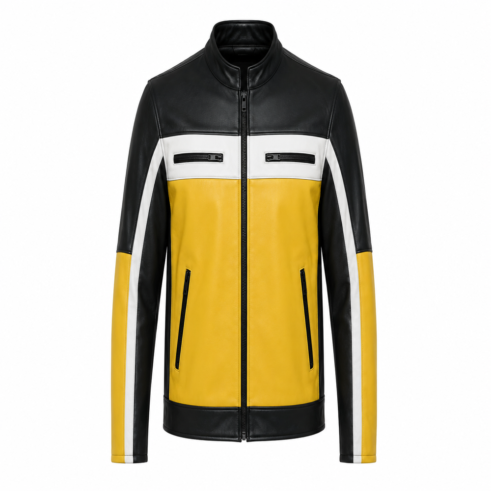 Yellow And Black Biker Jacket