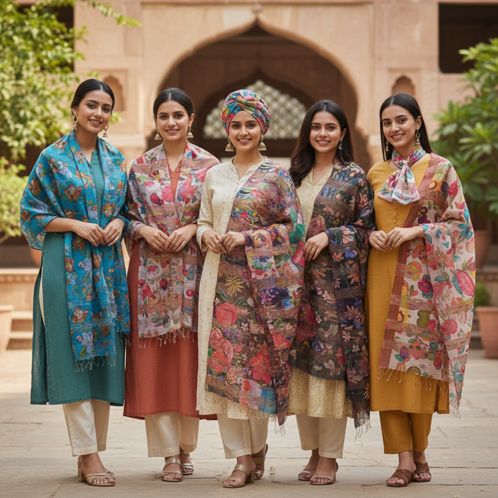 Silk Cotton Digital Printed Stoles